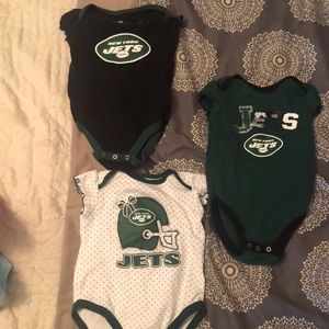Set of 3 Baby Girl N.Y. Jets Onesies